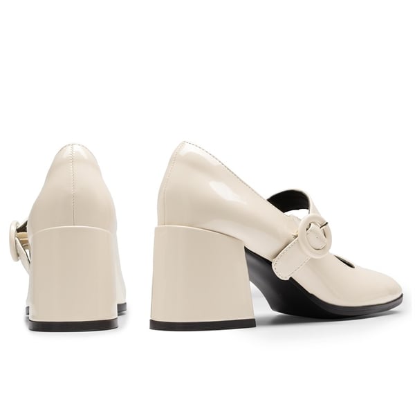 Chunky Mary Jane Pumps - BRIGHT BEIGE WHITE - 3